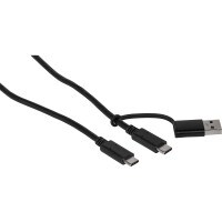 Main product image for USB-C to USB-C cable with USB-A 3.0 Adapter Black 1m130-655